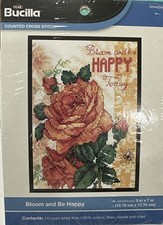 Plaid Bucilla Bloom and Be Happy Counted Cross Stitch Kit Roses Flower 46046