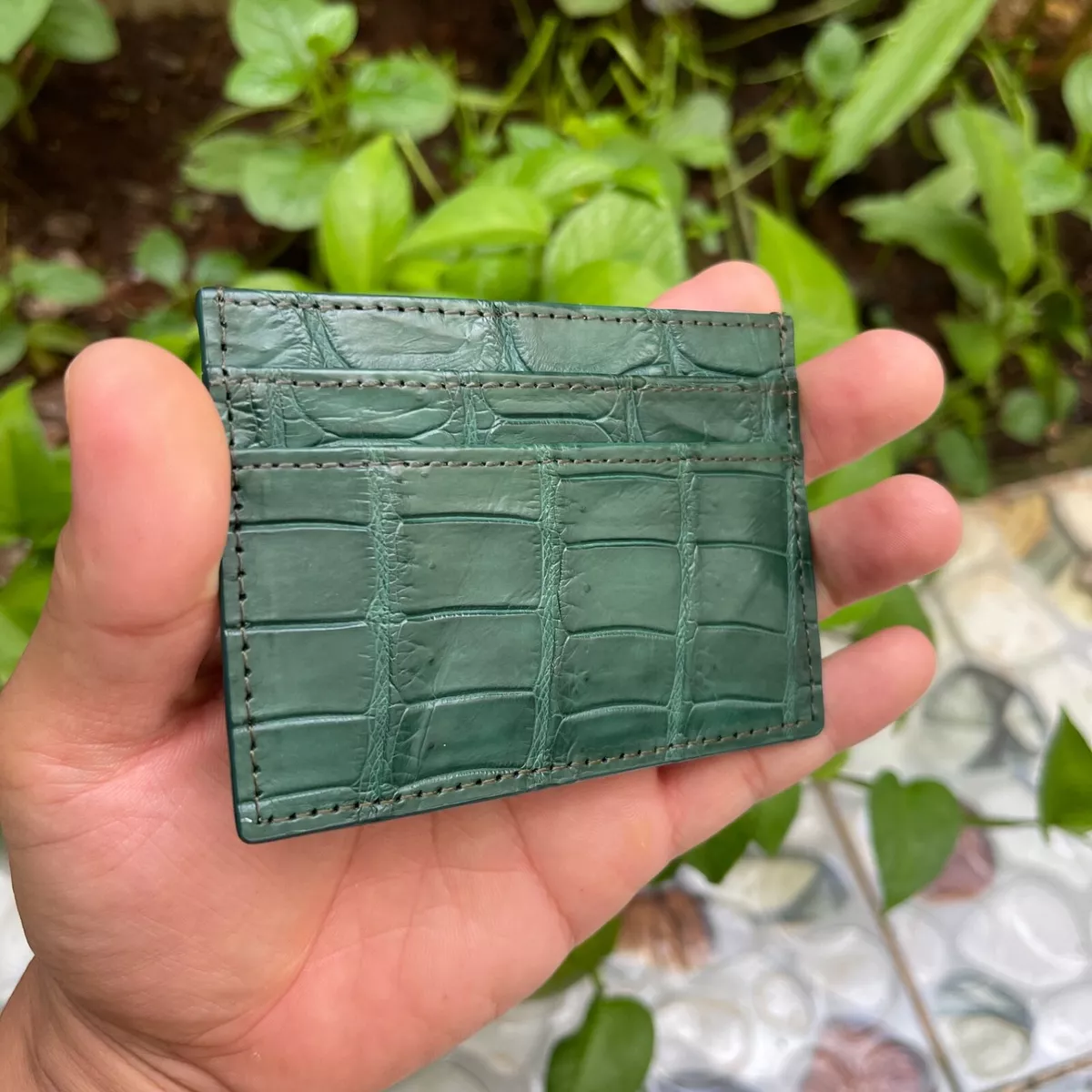 coin card holder leather small bag Louis Vuitton Green in Leather