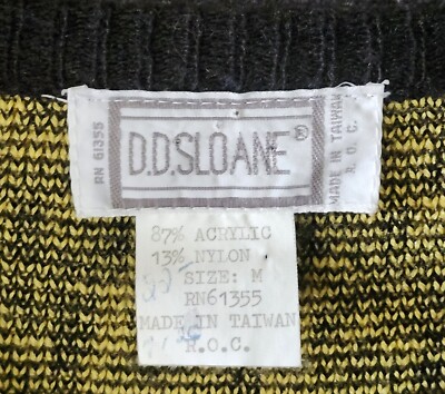 Vtg Yellow Houndstooth Sweater DD Sloane Womens Size Medium | eBay