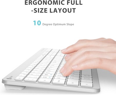 iClever GK08 Wireless Keyboard and Mouse - Rechargeable, Ergonomic, Quiet, Full