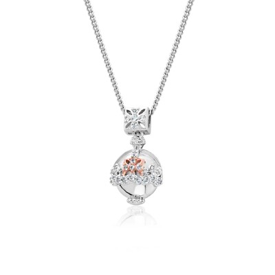 Clogau walisischer Silber & Rotgold Königskrone weißer Topas Anhänger £50 Rabatt neu selten