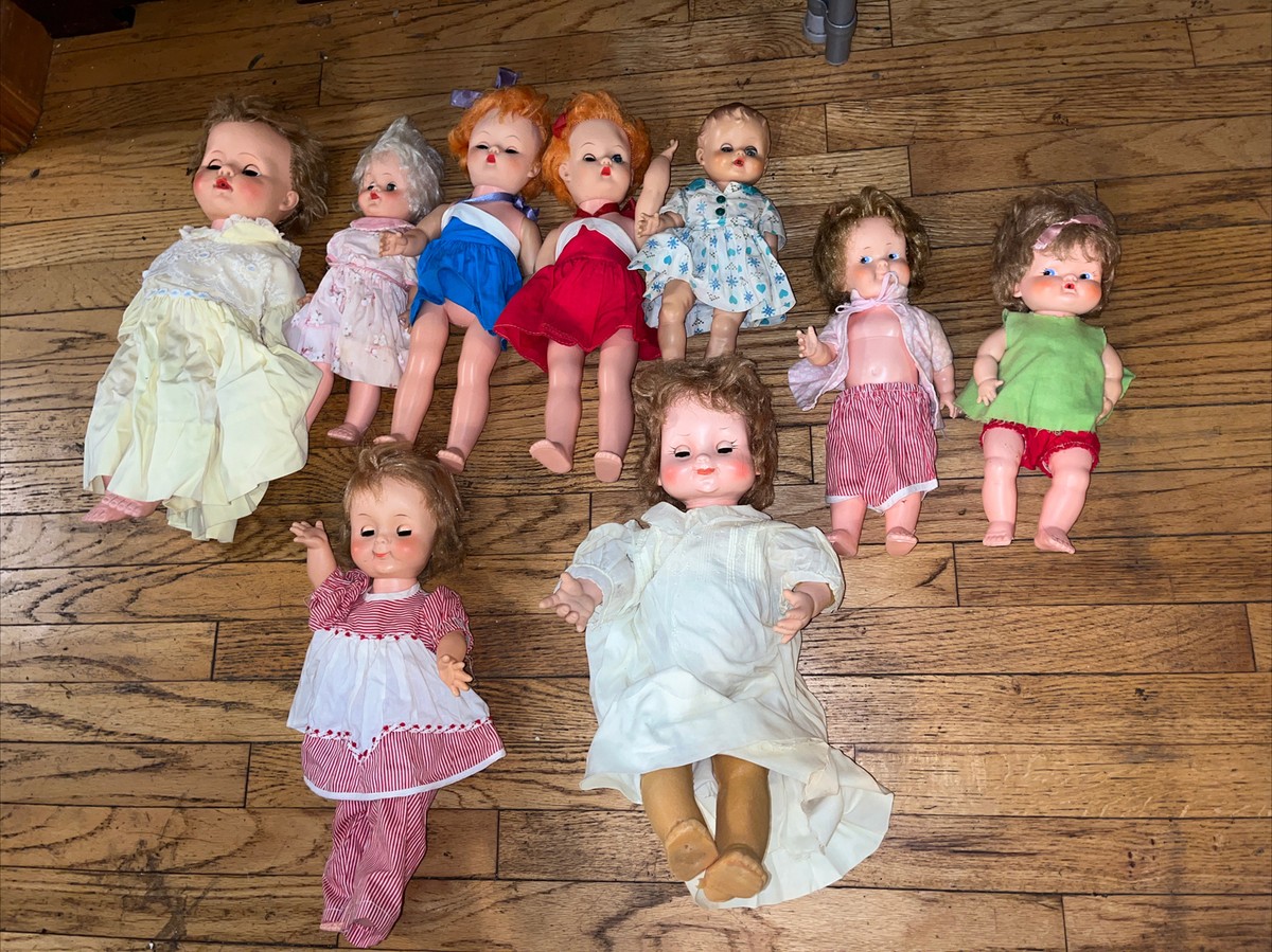 Lot Vintage Antique Dolls Hard plastic Sleepy Eye 1950’s? Or Older