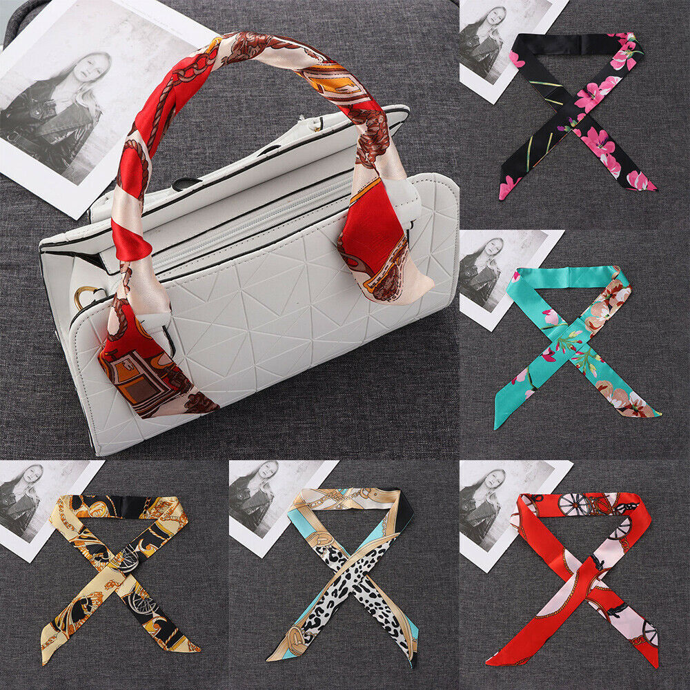 10 Women Silk Scarf Handbag Handle Scarves Wrap Purse Hair Bow