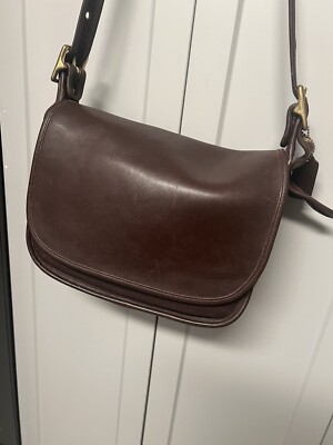 Vintage Coach Leather Patricia Saddle Flap Crossbody Messenger Bag