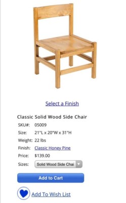 Solid Wood Honey Pine Bariatric Side Chairs custom/manufactured by This End Up