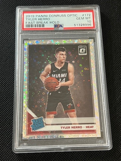 TYLER HERRO 2019-20 Panini Optic Fast Break Holo Prizm Rookie RC #172 PSA 10