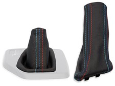 FÜR BMW X1 E84 09-15 automatik SCHALTMANSCHETTE HANDBREMSSACK LEDER NAHT MPOWER