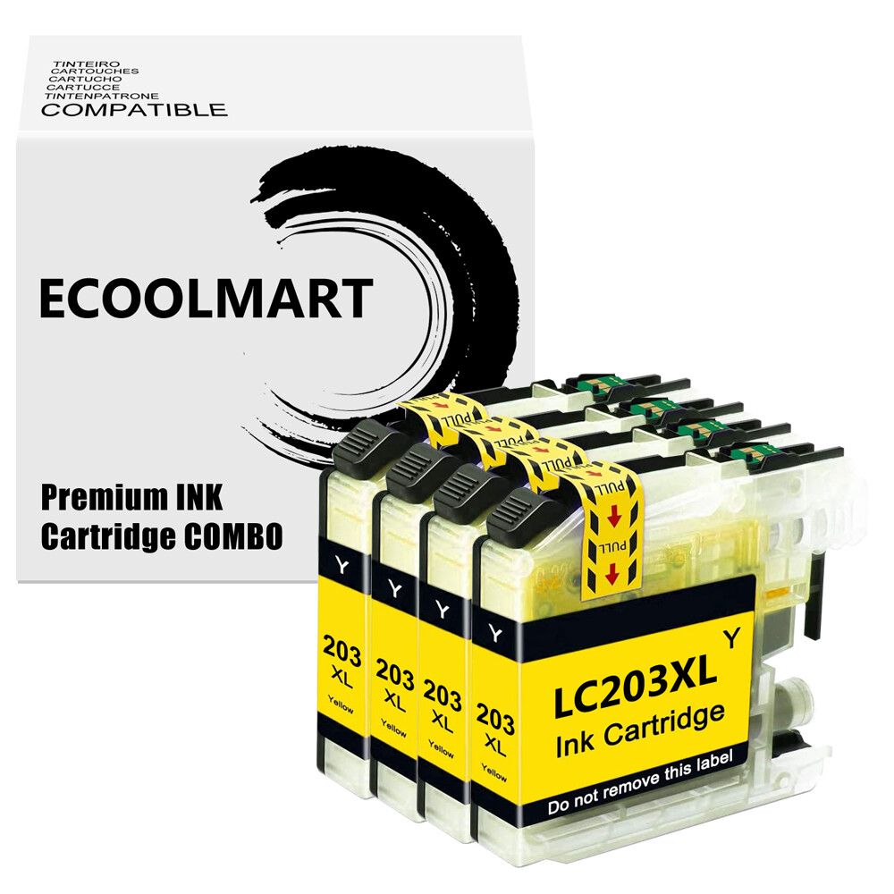 4PK Yellow Ink Cartridge fits Brother LC203 LC201 MFC-J680DW MFC-J880DW J885DW