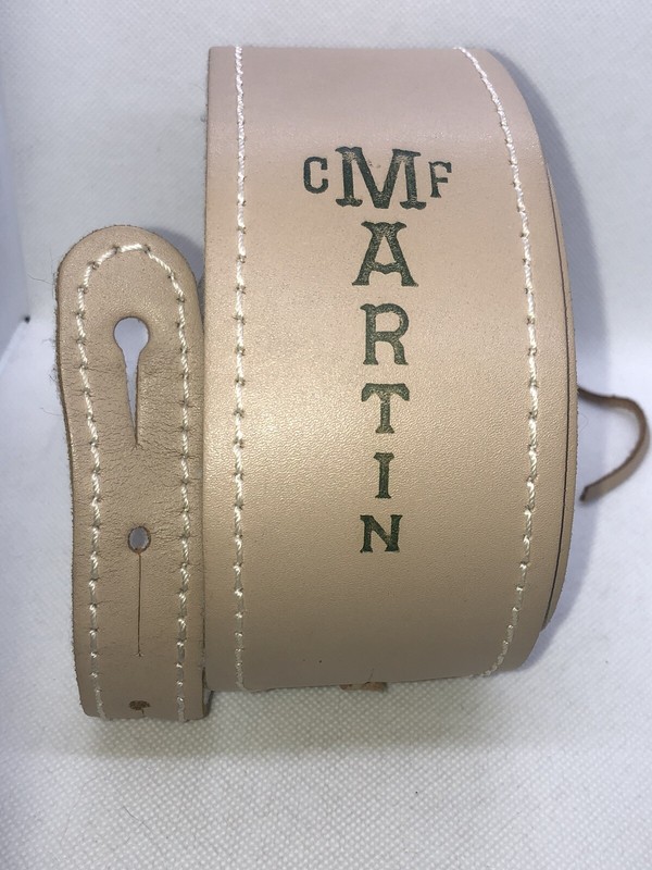 Vinntage  CF Martin Leather Guitar Strap Tan Leather 2.5" wide