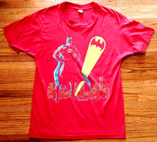 VTG BATMAN T Shirt 1989 DC Comics Rare Power Stand Gotham Light RED Sz L