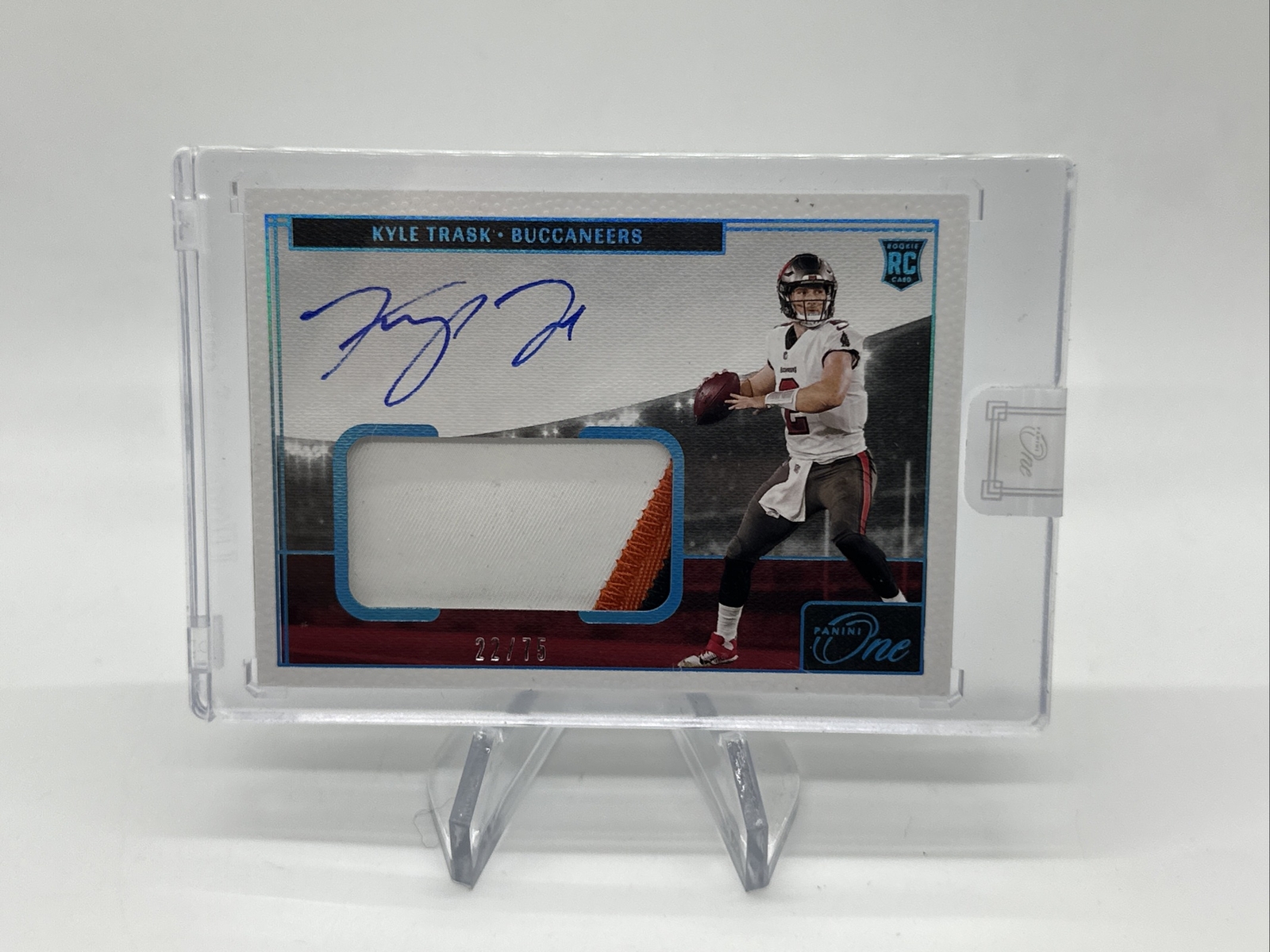 2021 Panini One #9 Kyle Trask RC Jersey Patch Auto RPA Blue /75 Rookie Autograph