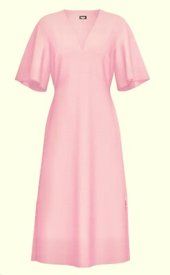 New MARELLA Emme Romantic WHIST Dress-Soft Crepe Cady-V-neck-Pink-Ital 42/US6-8