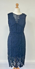 Next Dress UK 14 Navy Lace Lined Floral Evening Sleeveless Shift
