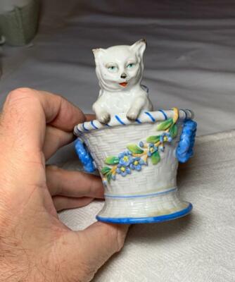 Kitten Cat in Flower Basket Antique c1870 Porcelain | eBay