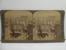 FLAT IRON BUILDING UP BROADWAY HUDSON NEW YORK PHOTO ANTIQUE STEREO CARD 1908