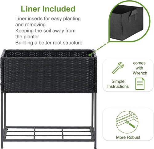 New- Raised Garden Beds Outdoor with Legs Handmade Wicker Planter Box - Picture 4 of 6