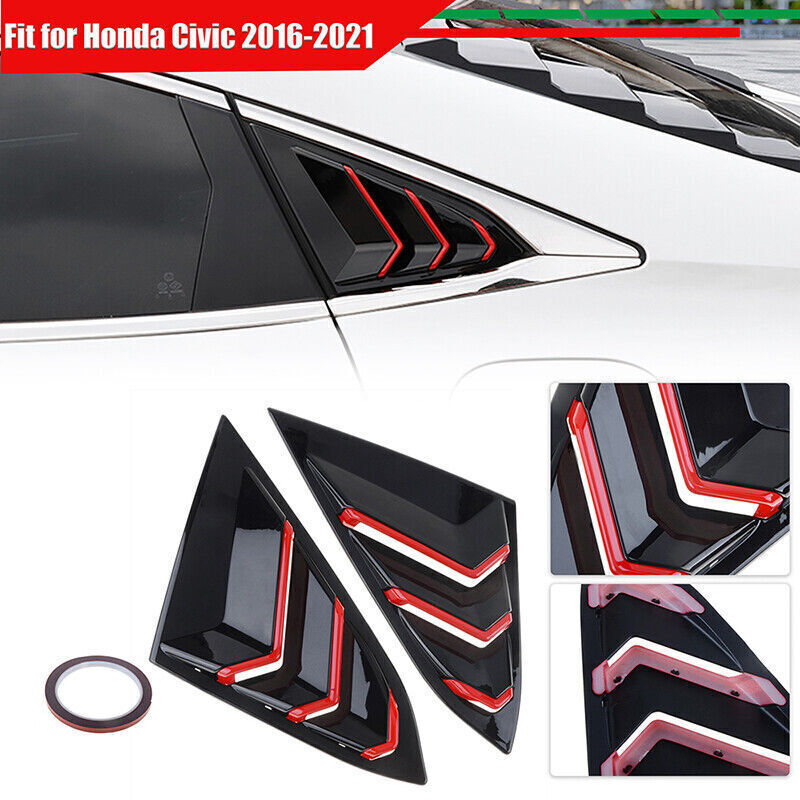 Black ABS Side Vent Window Scoop Louvers For Honda Civic Hatchback 2022-24 – 2-Piece Set, Self-Adhesive