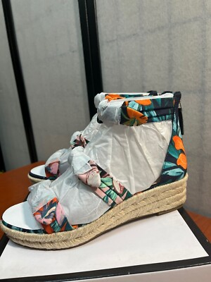 NineWest Allegro Bow Strap Floral Espadrilles size