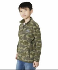 Eddie Bauer Youth Size Large 14/16 1/4 Zip Fleece Sweater, Green Camo