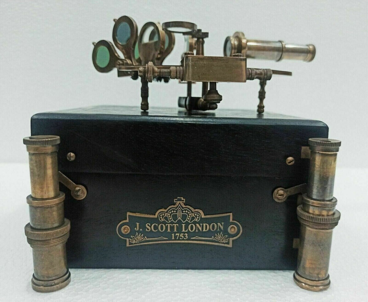 Sextant Nautique Scott London En Laiton – Avec Coffret Bois, Style Marin Authentique