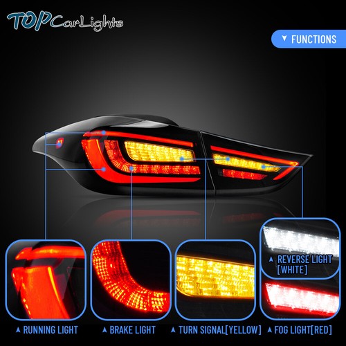 2Pcs Smoked LED Tail Lights For Hyundai Elantra 2011-2016 Turn Sequential Signal - Bild 3 von 12