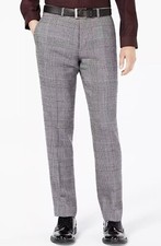 175 New Mens Bar III Active Slim Fit Wool Blend Plaid Suit Dress Pants 30 x 32