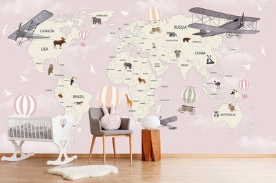 3D Animal World Map A1421  Wallpaper Wall Murals Removable Self-adhesive Amy