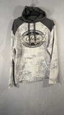 cabelas pullover Drawstring Hoodie Camo White Gray Medium Chest Logo Outdoor