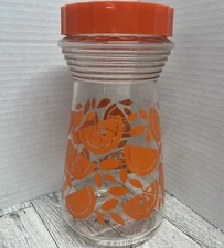 🍊 Vintage Retro Glass Juice Carafe Pitcher with Orange Slice Design