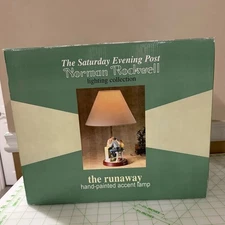 New in Box 70s Norman Rockwell "The Runaway" Vintage Table Lamp Collectible l