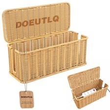 Cord Organizer Woven Cable Management Storage Box with Lid for Power Strips