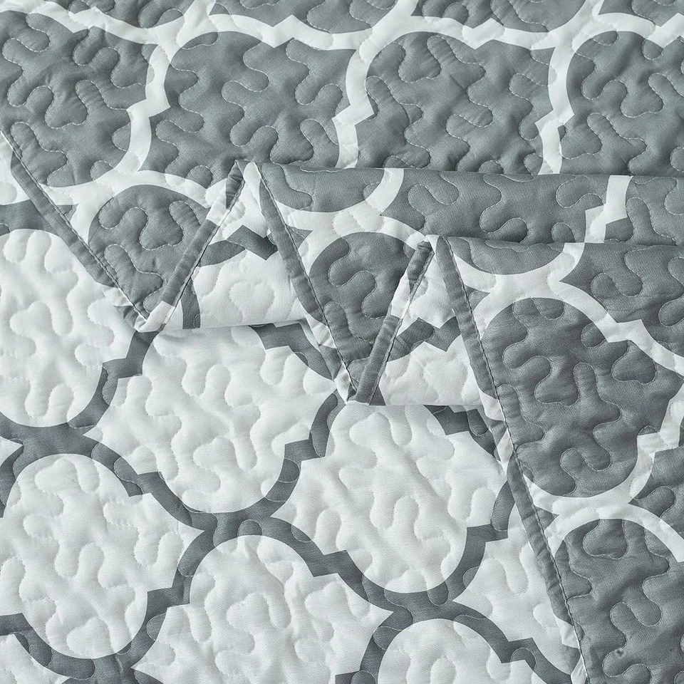 Juego de 2 cobertores extra largos gris y blanco Meridian Twin/Twin, lujo de gran tamaño... Foto 3 de 4