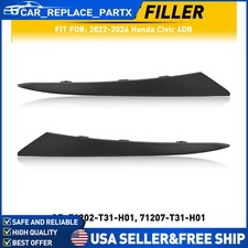 LH+RH Front Grille Headlight Filler Molding Trim Panel For 2022 2023 Honda Civic