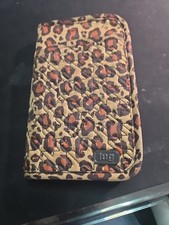 New LUG tandem RFID Zip Around Sleeper Wallet wristlet  Quilted Leopard Print  