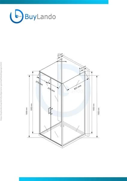 Cabine de douche en forme U Nora 90x90x195cm / 8 mm / en verre sans receveur - Photo 4/4