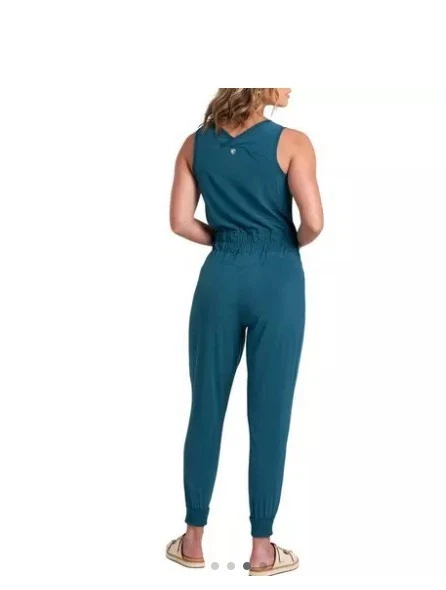 Kuhl Women's Vantage Jumpsuit Sz Medium Everglade Pull On Elastic Waist Pockets