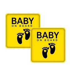StickerJet Baby on Board Stickers For Car – 5"x5", Pack of 2 – Premium Vinyl