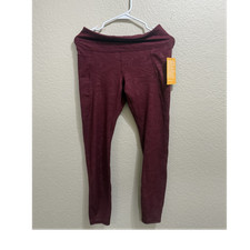 Women s Burgundy High Rise Ankle Leggings with Pockets, Solid, Size S