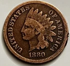 1880 Indian Head Cent Good Details Heavily Circulated Philadelphia Mint JC1757