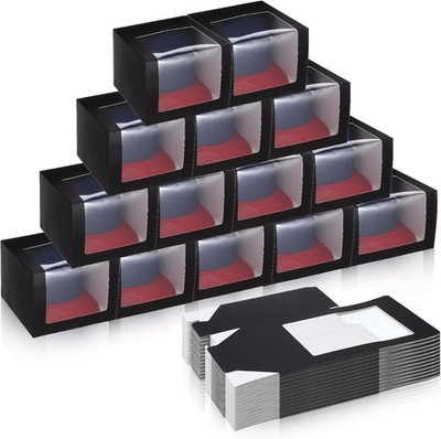 20pcs Hat Boxes for Men Black Hat Gift Box with Window Display Box for Hats S...