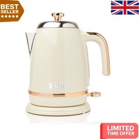 Stylish 1.7L Cream Kettle - Rapid Boil, Automatic Shut-off & Boil Dry Protection