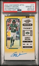 2022 Contenders Optic - RC Ticket Auto Garrett Wilson #117 Gold Prizm /10 PSA 10
