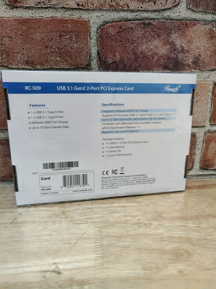 Rosewill RC-509 (PCI Express) USB 3.1 (Type A + Type C) Expansion Card SEALED - Image 3 of 4
