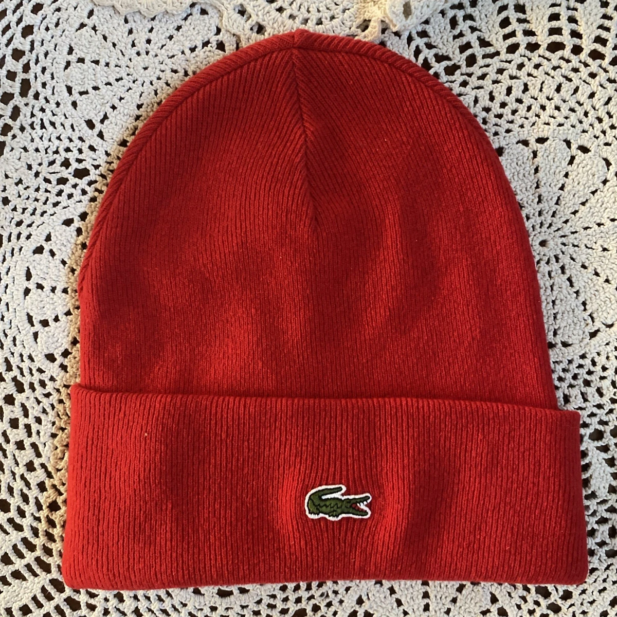 Authentic Izod Lacoste Striped Adult Beanie Hat with Pompom and Pink Alligator Unisex Striped Alpaca Blend Wool Beanie - Caps & Hats - New  main image 2