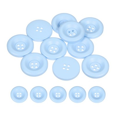10pcs Sewing Button 28mm 4 Holes Resin Round Crafting Buttons, Light Blue