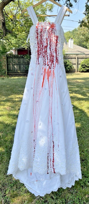 Halloween Gory Bloody Zombie Bride Wedding Dress Costume Sz 0-4 (waist is 25'')