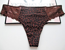 VICTORIA'S SECRET PINK No Show Thong Panty VS Brown Leopard S M L XL Lace Trim