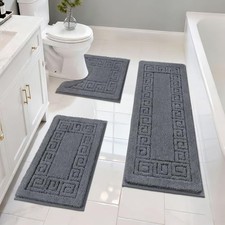 Bathroom Rugs Sets 3 Piece Non Slip Washable, Absorbent Microfiber Bath Mats