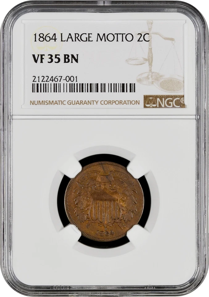 1864 Two Cent NGC VF-35 BN - Image 3 of 4
