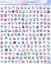 200 Pcs Cute Rainbow Animal Stickers Pack for Kids Girls Teens